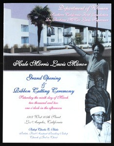 Grand opening ceremony program, Hale Morris Lewis Manor, Los Angeles, 2002
