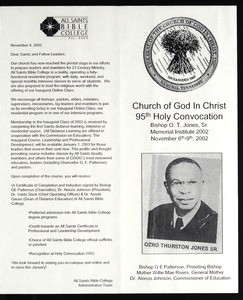 All Saints Bible College brochure, 2002