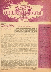 Buletinul Cultului Penticostal - Biserica lui Dumnezeu Apostolica