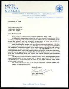 Washington, letter, 1996, to Crouch