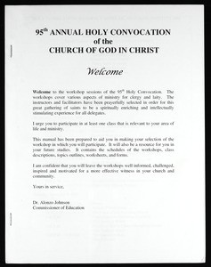 Annual Holy Convocation of the Church of God in Christ (95th: 2002), workshop sessions program