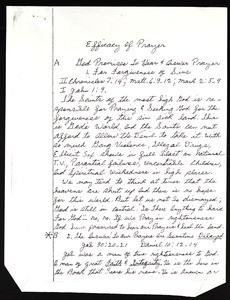 "Efficacy of prayer", notes for a sermon