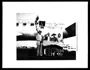 Bishop Mason and party boarding plane for trip to foreign work, after 1950?