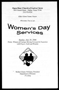 Women's day program, COGIC, Dallas, Texas, 2006
