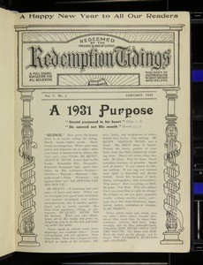 Redemption tidings, vol. 7, nos. 1-12, Jan.-Dec. 1931