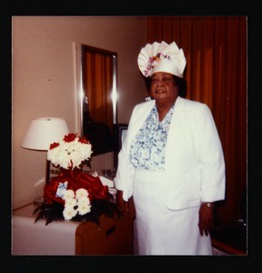 Emma Crouch in hotel room, Atlanta, 1984