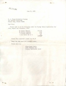 Letter, 1970 June 17, to D.J. Young Publishing Company