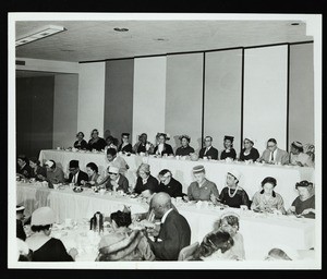 Unidentified group of mostly women dining, Saints College?, Mississippi?