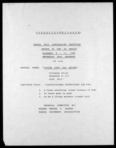 Annual Holy Convocation, COGIC (88th: 1995), supervisor's class #3 syllabus