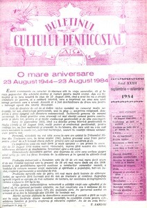 Buletinul Cultului Penticostal - Biserica lui Dumnezeu Apostolica