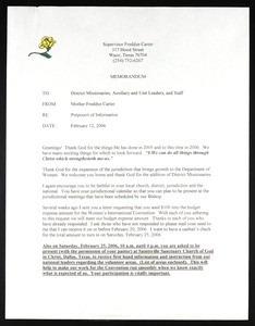 Carter, memo, 2006, to "district missionaries, auxiliary and unit leaders, and staff"