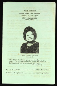 Women's day program, Texas southwest, COGIC, Waco, 1978