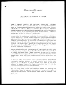 Obituary, Victoria F. Barnes, 1997