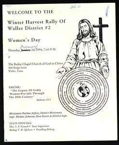 Women's day program, Winter harvest rally of Waller District #2, Texas, 1994