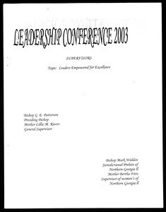 COGIC, leadership conference syllabus, 2003