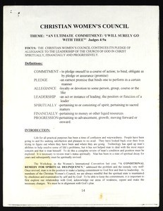 Christian Women’s Council, COGIC, meeting syllabus