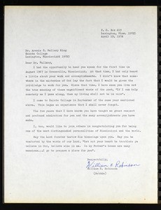 Robinson, letter, 1974, to Mallory (Saints College)