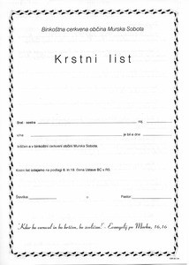 Baptismal Certificate