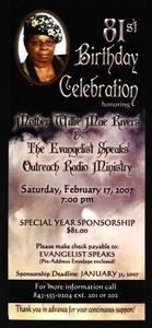 Birthday service flier, Willie Mae Rivers, 2007