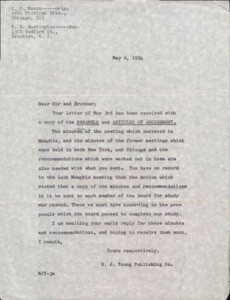Letter, 1954 May 6, to J. O. Mason and F. D. Washington