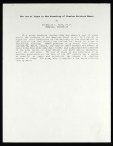 The use of signs in the preaching of Charles Harrison Mason, ca.2000