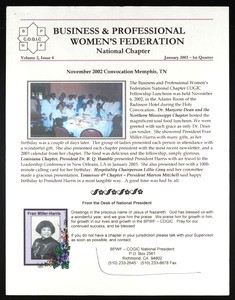 C.O.G.I.C. Business & professional women's federation. National chapter, vol. 1, no. 4 (2003 Jan.)