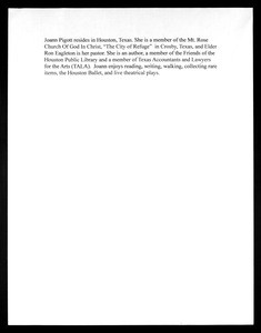 Joann Pigott, short curriculum vitae