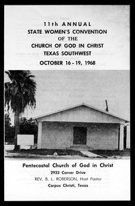 Annual state women's convention, Texas southwest, COGIC, Corpus Christi, 1968