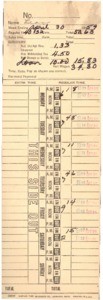 Employee Time Card for Leon Young, 1959 Apr. 30