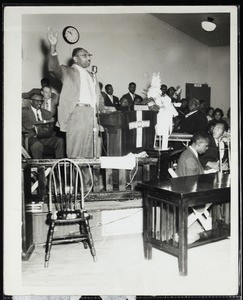 Unidentified preacher and congregation, Dallas