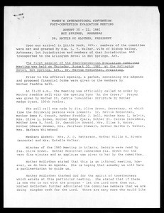 Women's International Convention, COGIC, 1981, post-convention evaluation meeting minutes