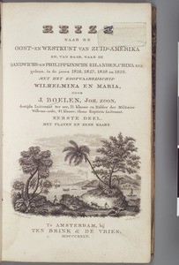 Title page of Reize naar de oost-en westkust van Zuid-Amerika