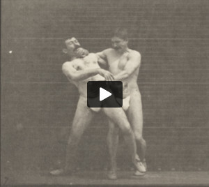 Two men boxing in thong underwear