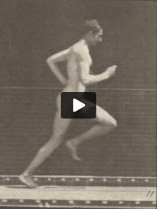 Nude man running at full speed