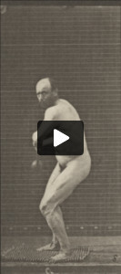 Nude man throwing the hammer