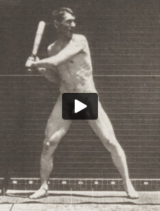 Nude man with baseball bat