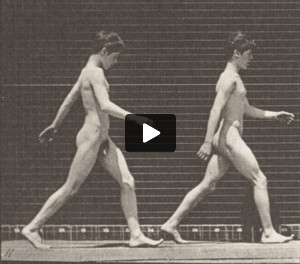 Two nude boys walking