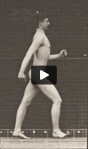 Nude man walking