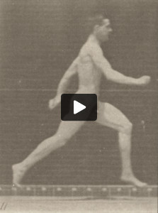 Nude man running at full speed