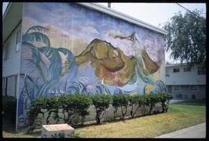 The murals of Estrada Courts. Pastel-hued landscape, Los Angeles, 1975