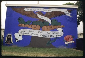 The murals of Estrada Courts. In memory of a homeboy, Los Angeles, 1973