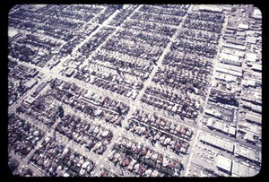 Aerial photograph of Blocks of single-family houses, Los Angeles, Calif., ca. 1973