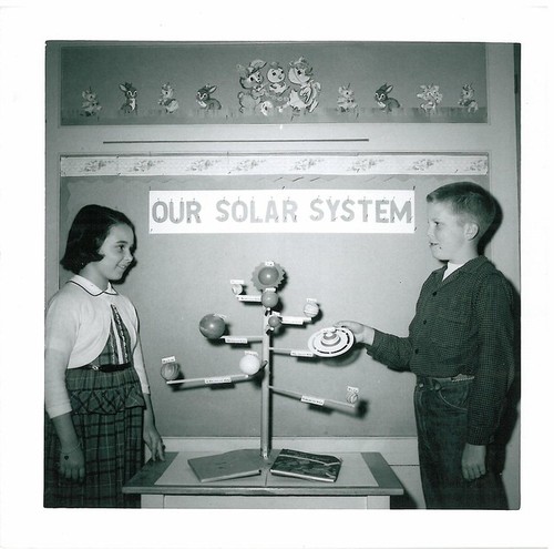 Elementary School Students with Model of Solar System