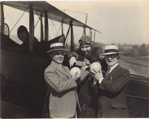 Helen Jerome Eddy in Airplane, on Visit to Cawston Ostrich Farm