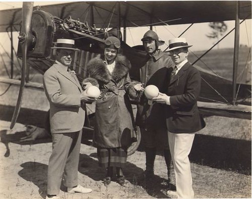 Helen Jerome Eddy Visits Cawston Ostrich Farm with Airplane and Pilot