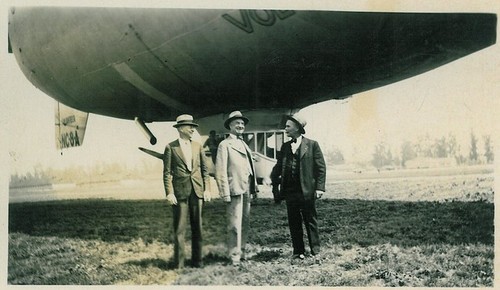 Frank Higgins and Others Standing Under Dirigible