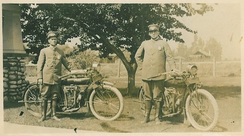 Frank Higgins and John Lillick with Their Motorcycles