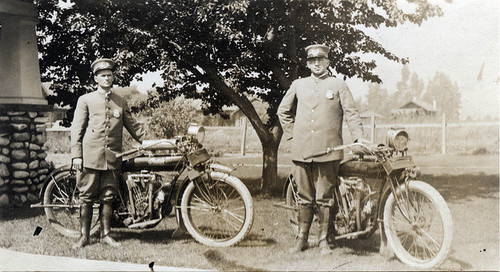 South Pasadena Motorcycle Policemen Frank Higgins and John Lillick with Indian Motorcycles