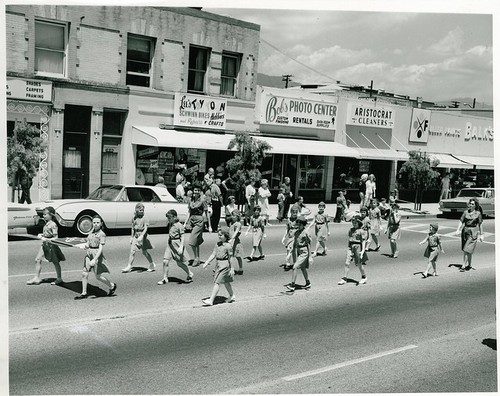 Scout Day Parade: Brownies Marching West on Mission