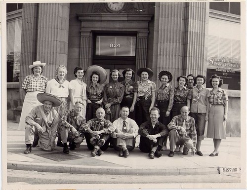 Employees in Front of Security First National Bank, Mission and Fair Oaks